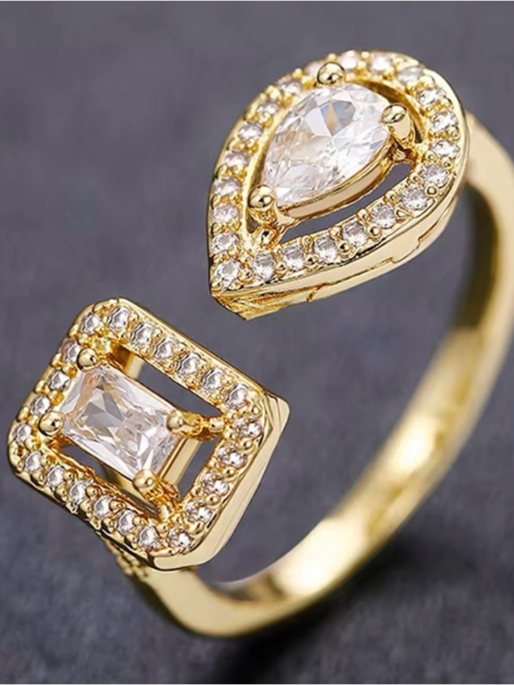Swarovski Elements Yellow Gold Plated Open Contemporary Ring NEW